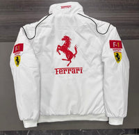 Giacca Ferrari F1 Bianca Vintage Style – Shell/UPS Patch Edition | Full Zip Racing Jacket 4