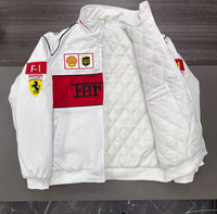Giacca Ferrari F1 Bianca Vintage Style – Shell/UPS Patch Edition | Full Zip Racing Jacket 5