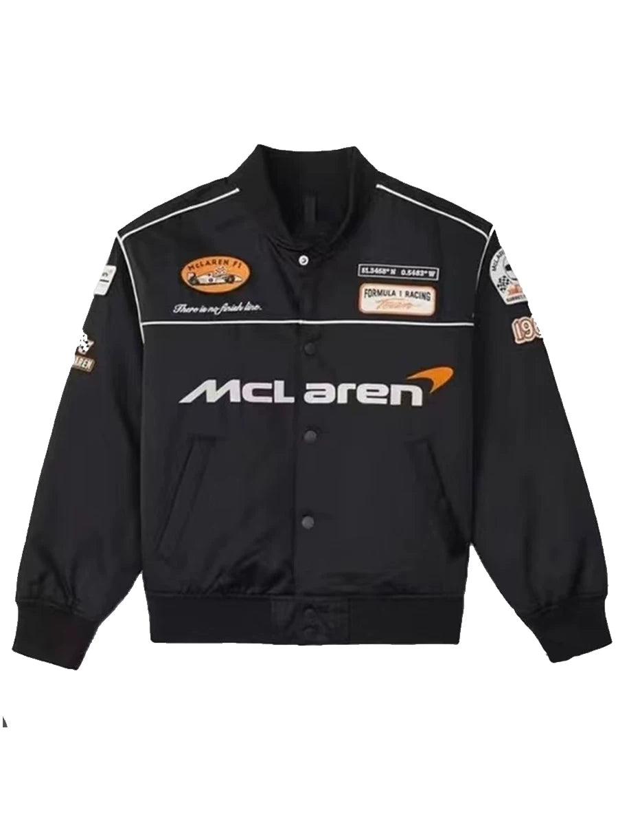 Jacket Leggera McLaren F1 Nera – Logo Ricamato | Papaya Spirit