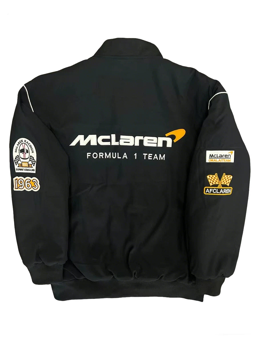 Jacket Leggera McLaren F1 Nera – Logo Ricamato | Papaya Spirit